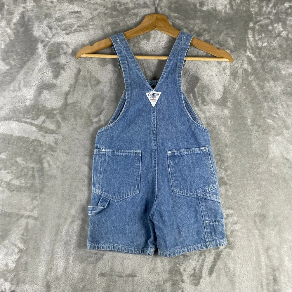 Vintage OshKosh B'gosh Overall Shorts Kids 4T Blue Denim Bib Made in USA